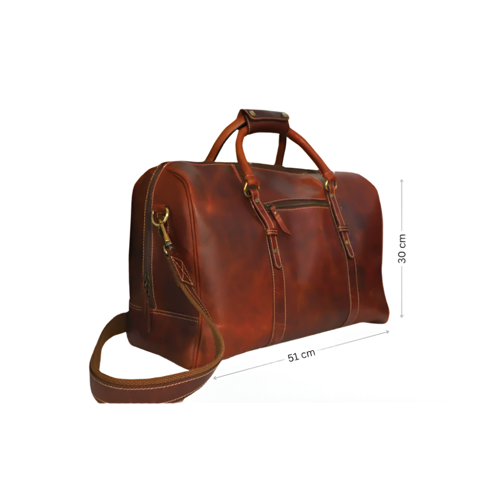 Duffel with Travel Tag Crunch Brown Full Grain Leather