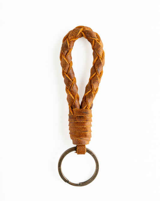 Handmade Keychain - Brown Loop Style Full Grain Leather