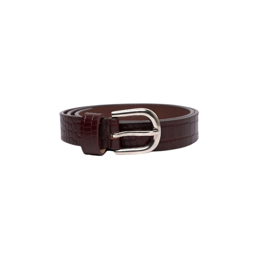 Women's Belt Slim Croc Full Grain Leather