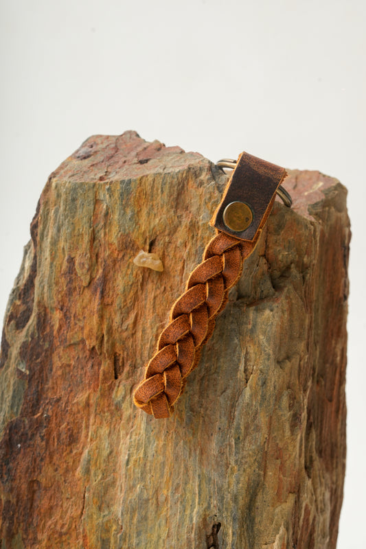 Handmade Keychain - Dust Brown Loop Style Full Grain Leather