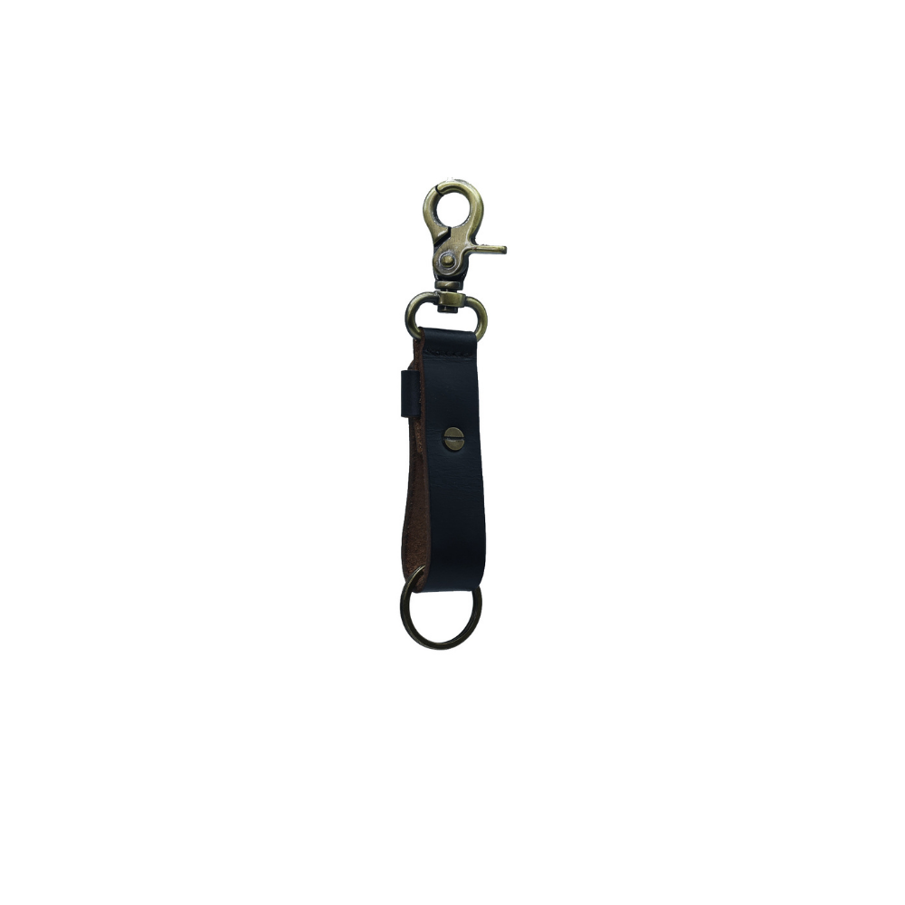 Sturdy Keychain - Black Reinforced Full Grain Leather