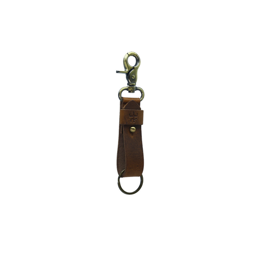 Sturdy Keychain - Tan Brown Reinforced Flat Style Full Grain Leather