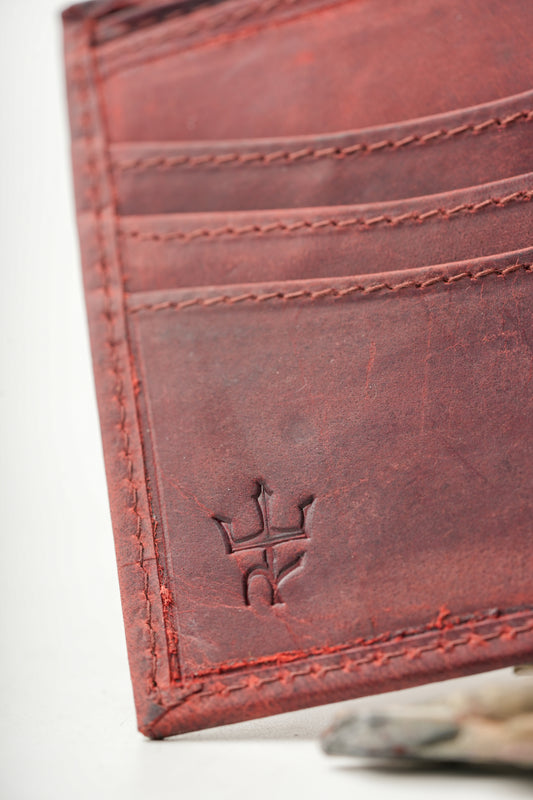 Minimal Bi-Fold Dust Cherry Full Grain Leather Wallet