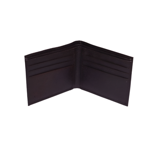 Minimal Bi-Fold Saffiano Sable Full Grain Leather Wallet
