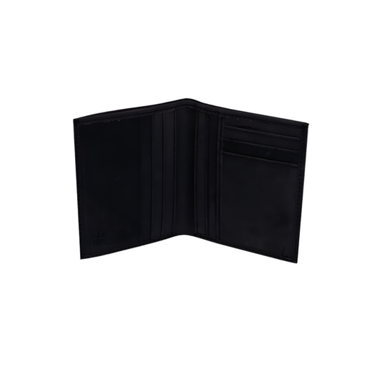 Standing Bi-Fold Dust Black Full Grain Leather Wallet