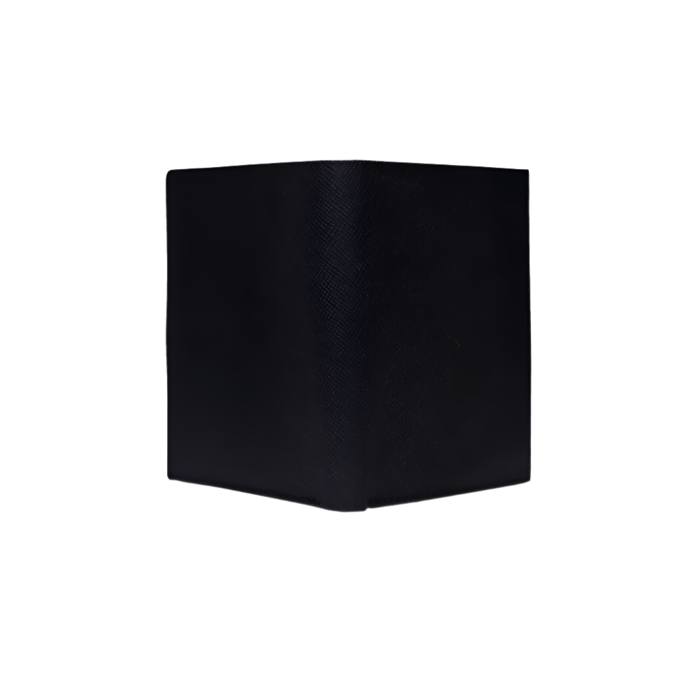 Standing Bi-Fold Saffiano Black Full Grain Leather Wallet