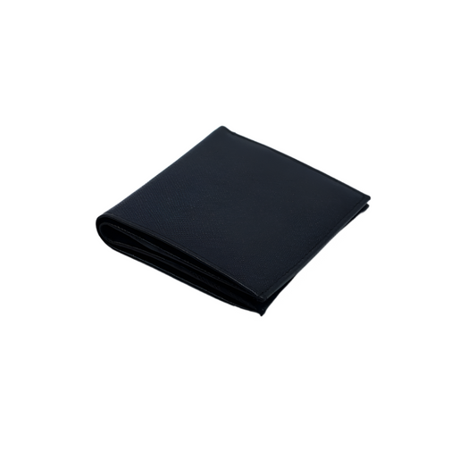 Standing Bi-Fold Saffiano Black Full Grain Leather Wallet