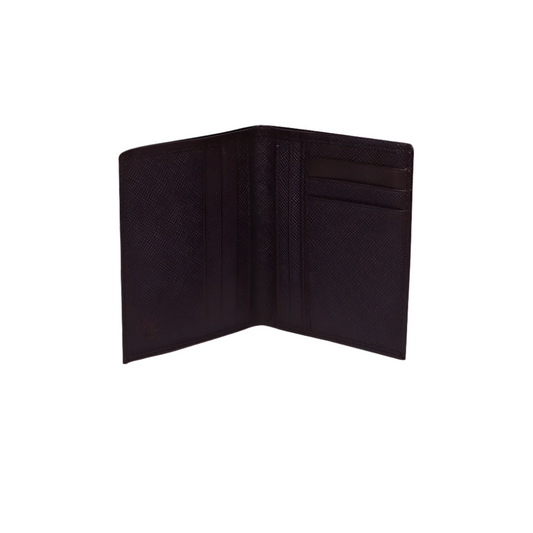 Standing Bi-Fold Saffiano Sable Full Grain Leather Wallet
