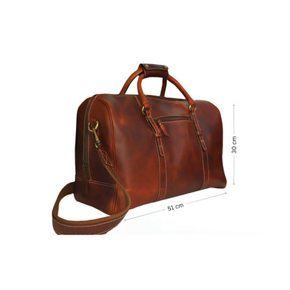 Duffel with Travel Tag Crunch Brown Full Grain Leather