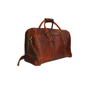 Legacy Duffel Bag with Travel Tag - Crunch Brown Tone Full Grain Leather