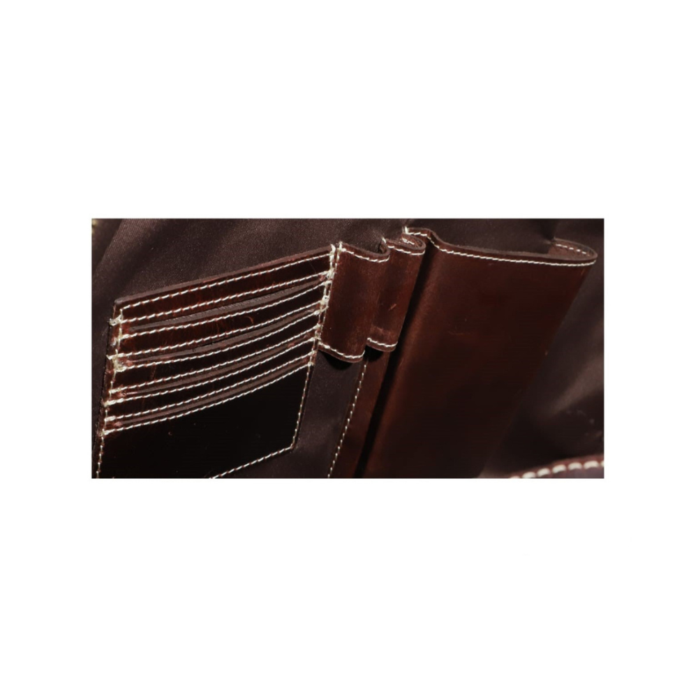 Duffel Bag with Travel Tag Cherry Tone Full Grain Leather