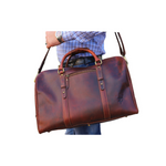Legacy Duffel Bag with Travel Tag - Cherry Tone Full Grain Leather