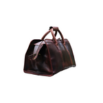 Voyager Duffel Bag with Travel Tag- Cherry Tone Full Grain Leather