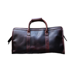 Voyager Duffel Bag with Travel Tag- Cherry Tone Full Grain Leather