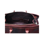 Voyager Duffel Bag with Travel Tag- Cherry Tone Full Grain Leather