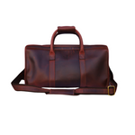 Voyager Duffel Bag with Travel Tag- Cherry Tone Full Grain Leather