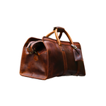 Voyager Duffel Bag with Travel Tag- Crunch Brown Full Grain Leather