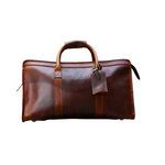 Voyager Duffel Bag with Travel Tag- Crunch Brown Full Grain Leather