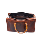 Voyager Duffel Bag with Travel Tag- Crunch Brown Full Grain Leather
