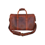Voyager Duffel Bag with Travel Tag- Crunch Brown Full Grain Leather