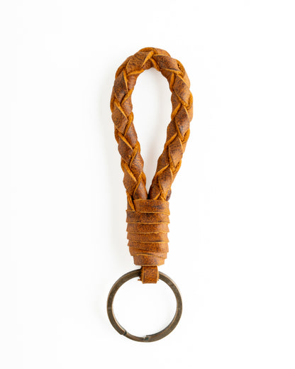 Handmade Keychain - Brown Loop Style Full Grain Leather