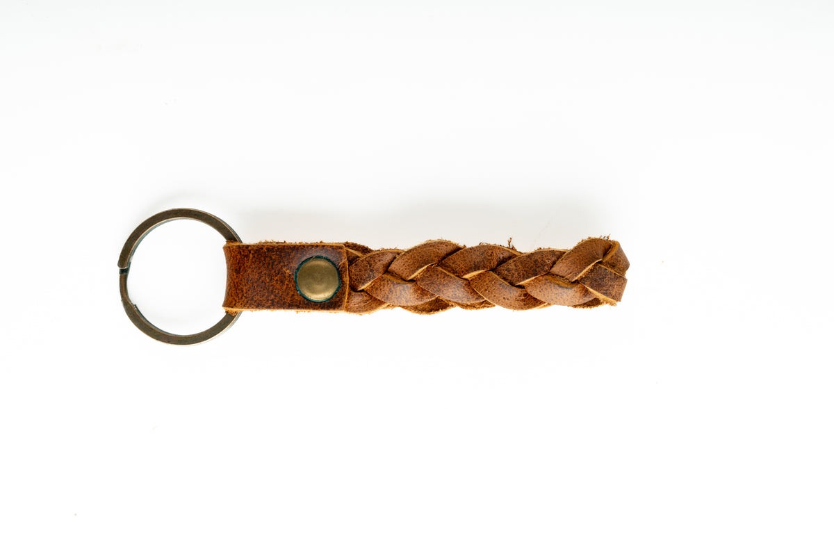 Handmade Keychain - Tan Brown Loop Style Full Grain Leather