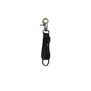 Sturdy Keychain - Black Reinforced Flat Style Full Grain Leather - Pack of 2