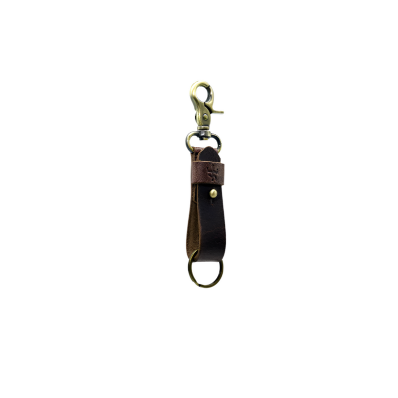 Sturdy Keychain - Cherry Reinforced Flat Style Full Grain Leather - Pack of 2