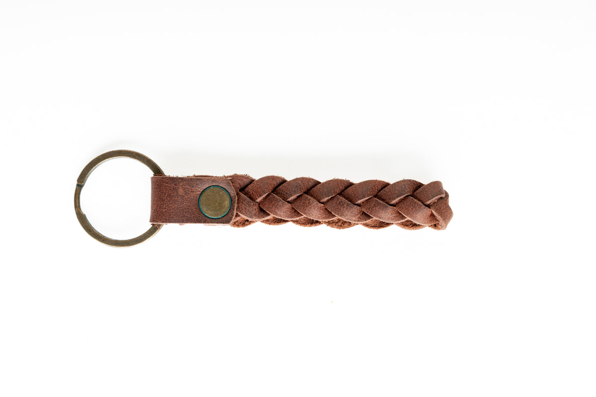 Handmade Keychain - Cherry Loop Style Full Grain Leather