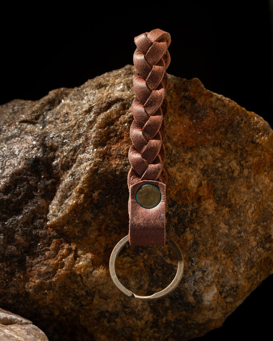 Handmade Keychain - Cherry Loop Style Full Grain Leather