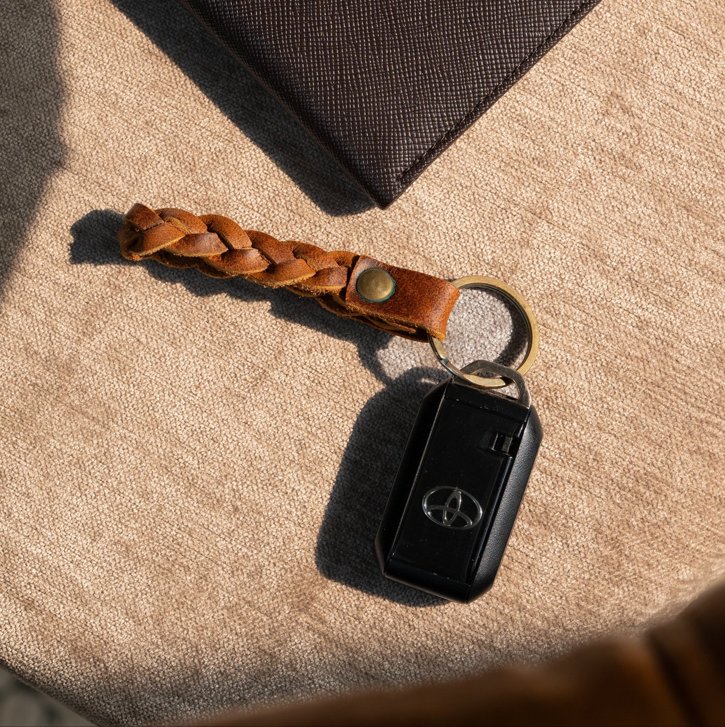 Handmade Keychain - Tan Brown Loop Style Full Grain Leather