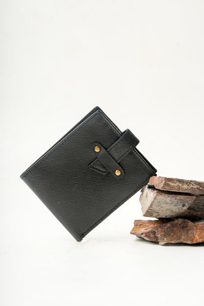 Loop Lock Saffiano Black Full Grain Leather Wallet