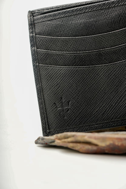 Loop Lock Saffiano Black Full Grain Leather Wallet