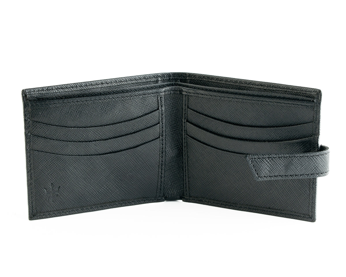 Loop Lock Saffiano Black Full Grain Leather Wallet