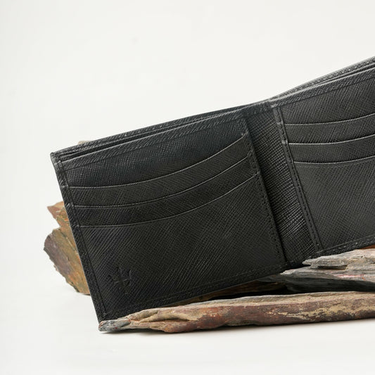 Loop Lock Saffiano Black Full Grain Leather Wallet