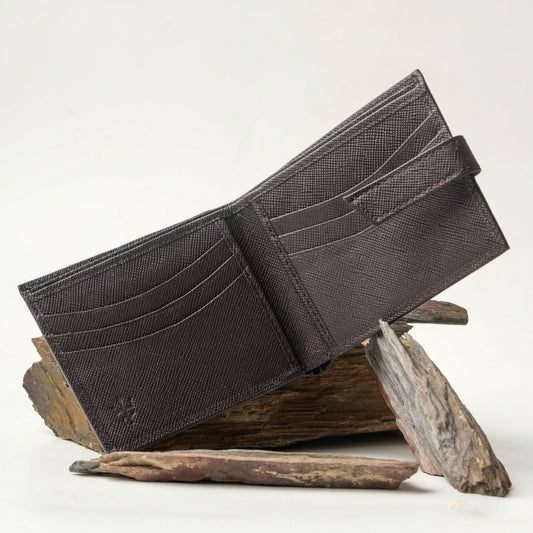 Loop Lock Saffiano Sable Full Grain Leather Wallet
