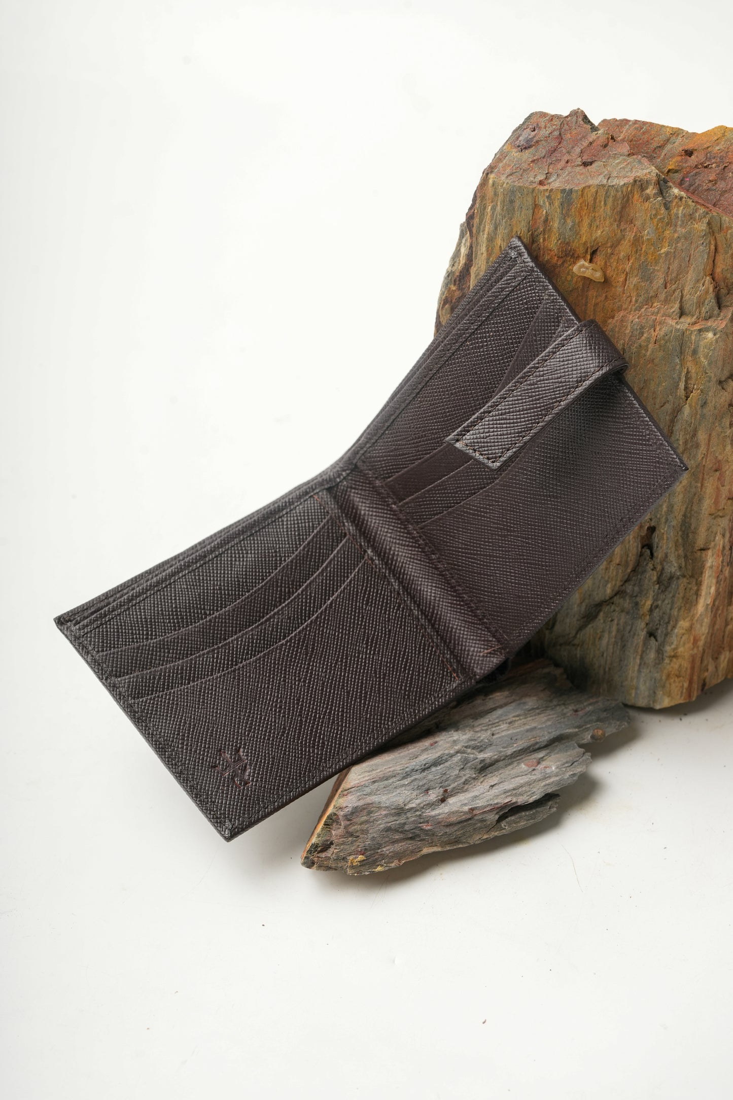 Loop Lock Saffiano Sable Full Grain Leather Wallet
