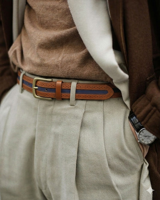 Denim Infused 35mm Men's Belt Full Grain Leather
