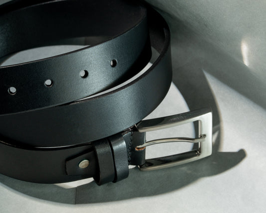 Classic Dual Loop Black 35mm Men's Belt Full Grain Leather