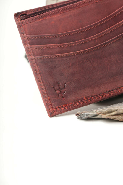 Minimal Bi-Fold Dust Cherry Full Grain Leather Wallet