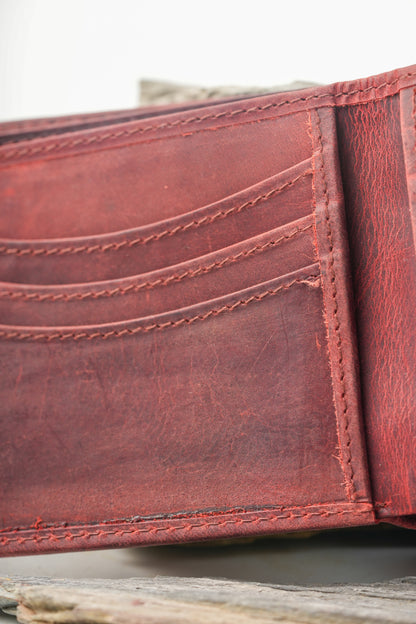 Minimal Bi-Fold Dust Cherry Full Grain Leather Wallet