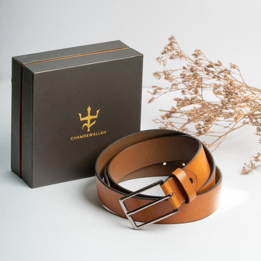 Amber Tan Men's Belt 35mm - Italian Full Grain Leather
