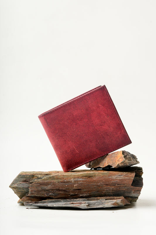 Minimal Bi-Fold Oil Cherry Full Grain Leather Wallet