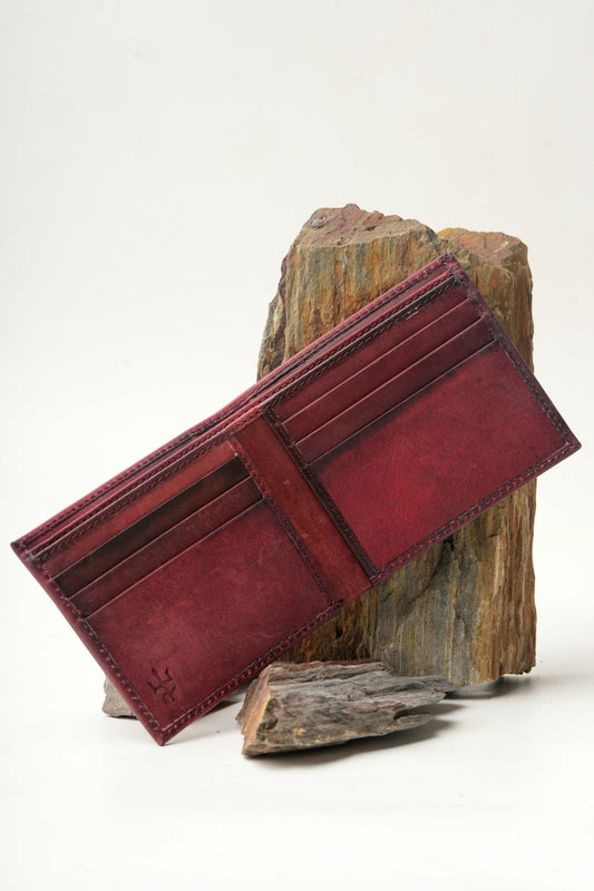 Minimal Bi-Fold Oil Cherry Full Grain Leather Wallet