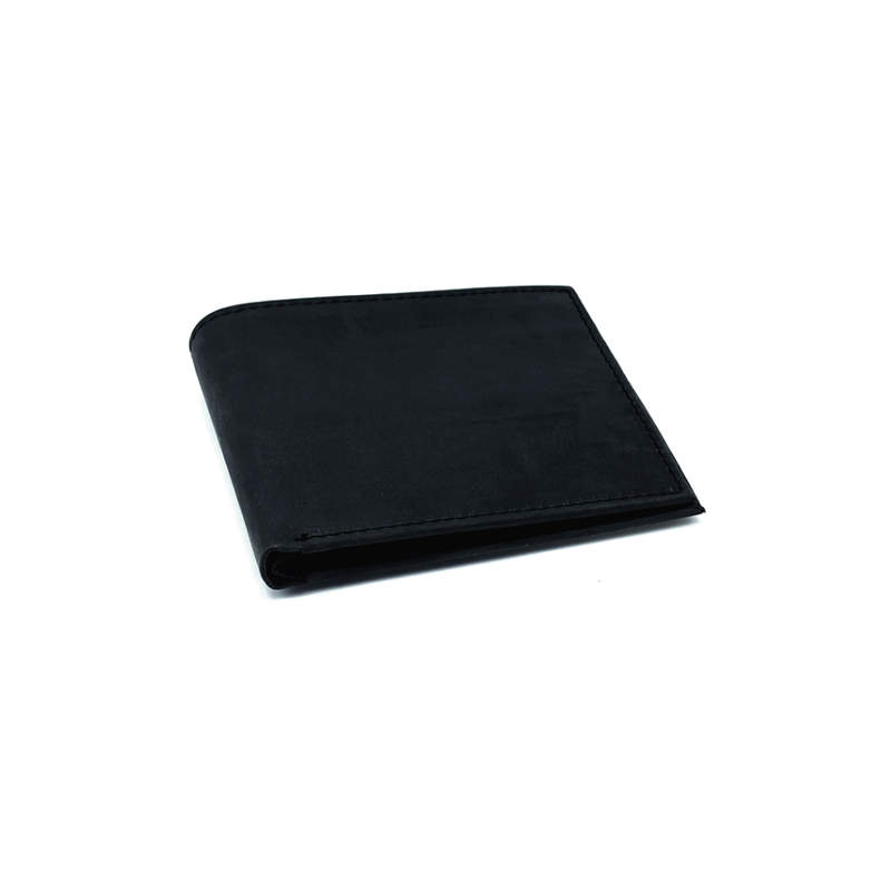 Minimal Bi-Fold Dust Black Wallet Full Grain Leather