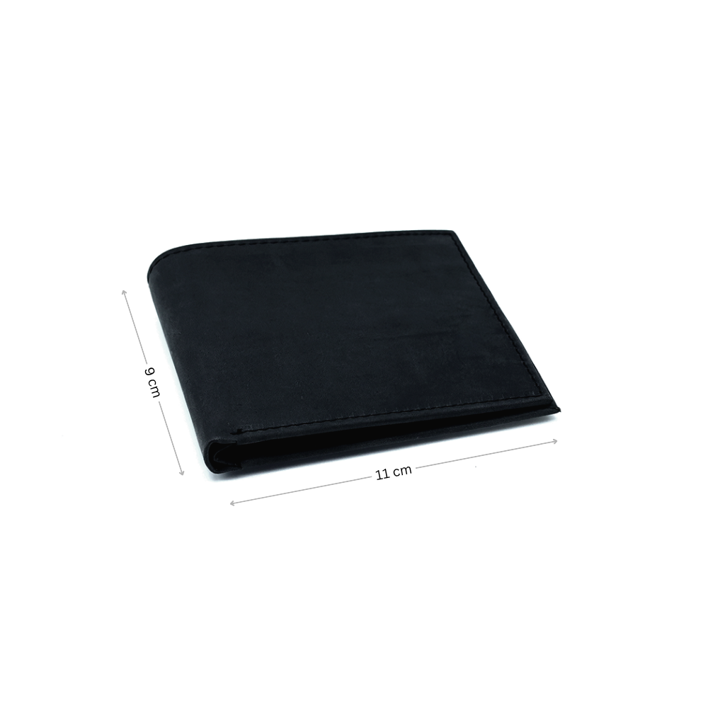 Minimal Bi-Fold Dust Black Wallet Full Grain Leather