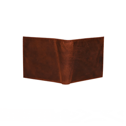 Minimal Bi-Fold Oil Brown Full Grain Leather Wallet