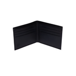 Minimal Bi-Fold Saffiano Black Full Grain Leather Wallet