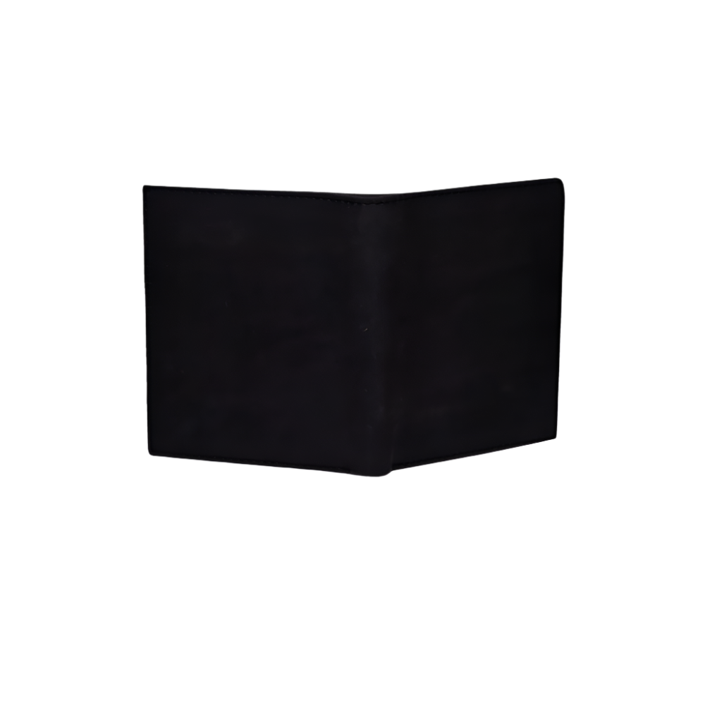 Standing Bi-Fold Dust Black Full Grain Leather Wallet