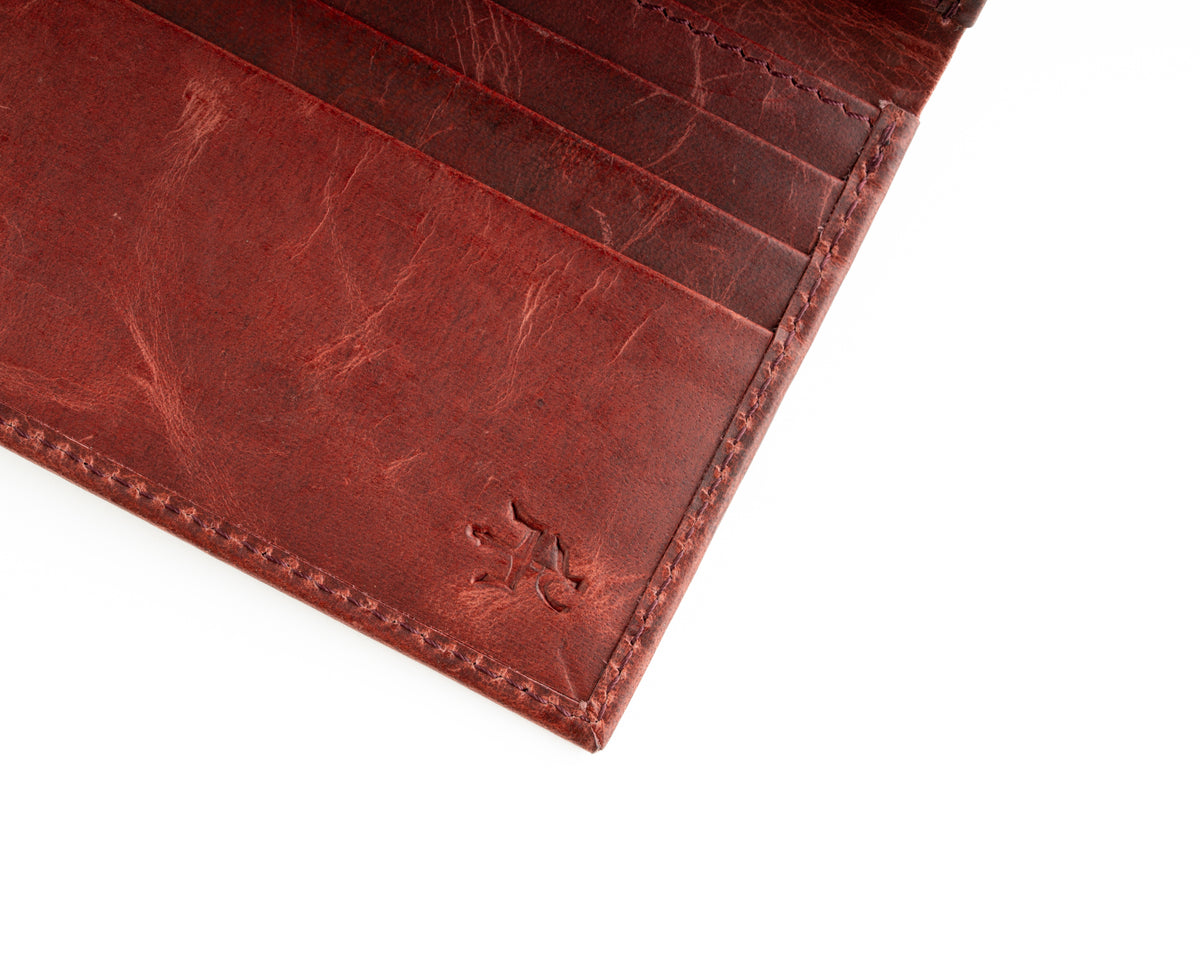 Standing Bi-Fold Dust Cherry Full Grain Leather Wallet
